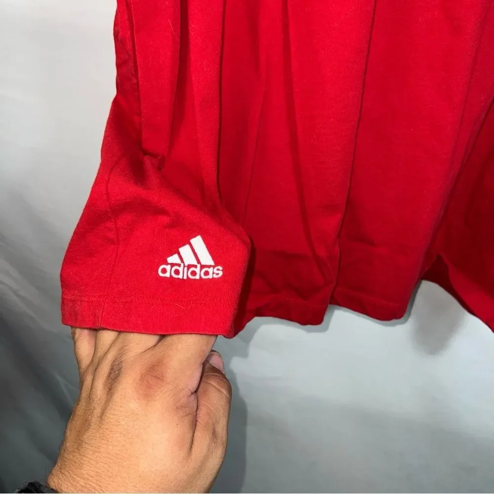 Adidas Three Blue Stripe Great Britain Red Short Sleeve Tee 0626